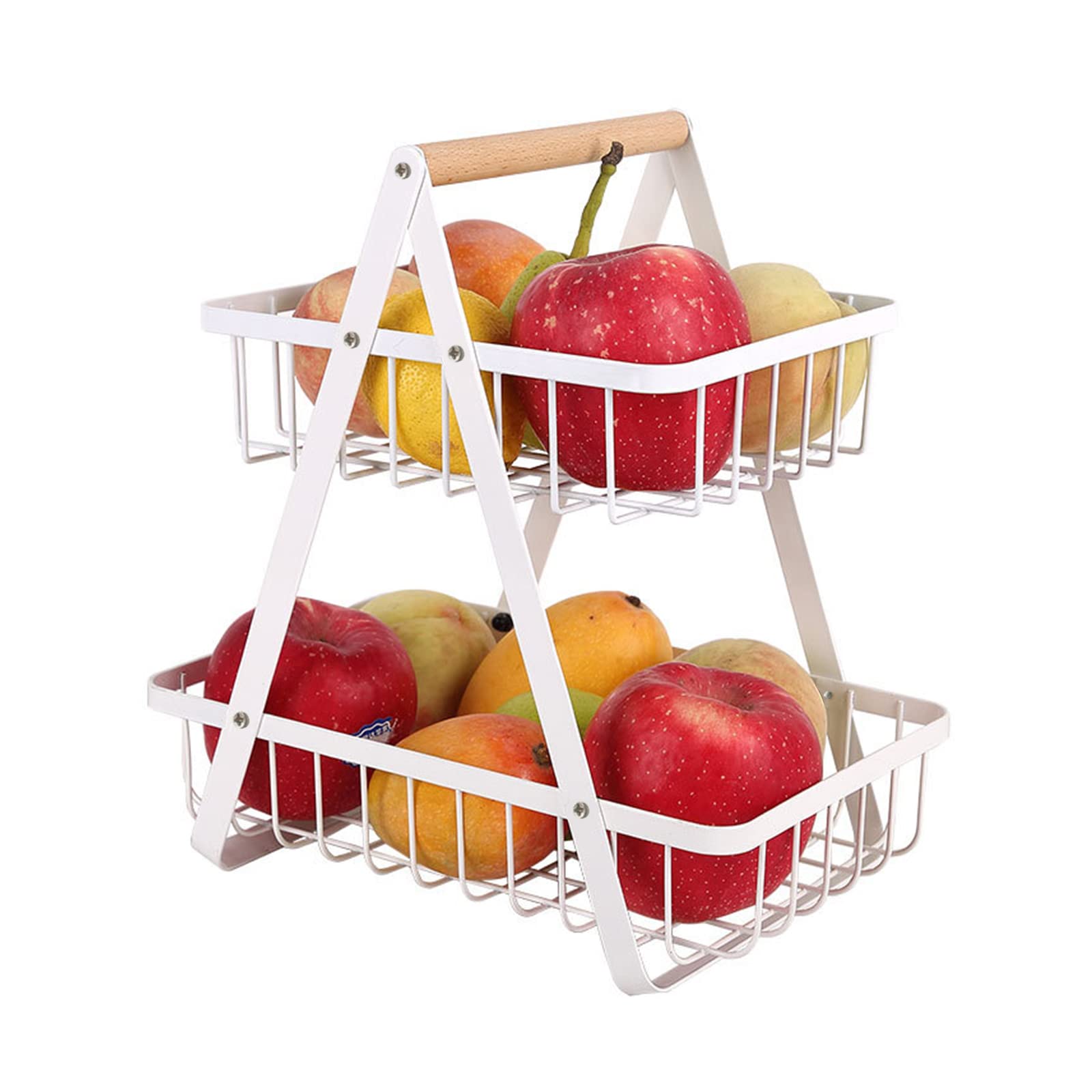 TUAKIMCE 2 Tier Fruit Basket, Vegetable Rack Fruit Bowl Holder Bread Basket Detachable Fruit Vegetable Holder Storage for Kitchen