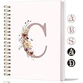 Lacama Customized Monogrammed Gifts, Pink Initial Letter C Notebook Journal, Aesthetic Wildflower Personalized Spiral Notebook, Birthday Gifts for Women, School Supplies, Office Supplies 5.5x8.3