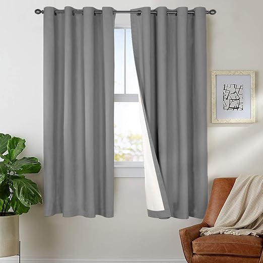 Amazon Com Jinchan Room Darkening Curtains Thermal Lined Grey