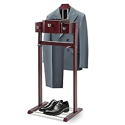 MLIKYRGK Wood Men Suit Valet Stand, with Belt Hooks