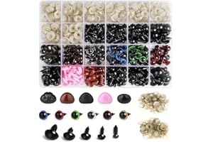 Safety Eyes and Noses Craft Kit, 600 Pieces, Assorted Colours and Sizes, with Storage Box