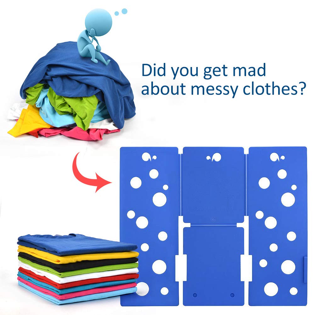 Boxlegend Clothes/T Shirt Folder Blue Plastic 4 mm Thickness Shirt Folding Board Easy and Fast Laundry Folder flipfold Rack