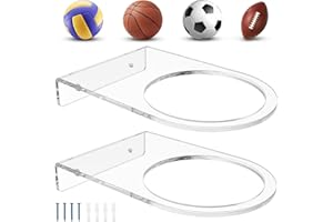 2 Pcs Acrylic Basketball Wall Mount, Sports Ball Holders Wall Mount Display Rack, Universal Ball Rack Display Rack Storage fo