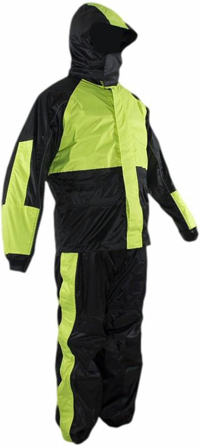 CD D C Mens 2 Piece Black & Fluorescent Biker Motorcycle Hooded Rain Suit S -5XL at Amazon Menâs 