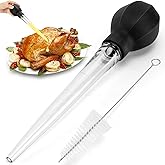 SCHVUBENR Large Turkey Baster with Cleaning Brush - Premium Baster Tool for Cooking - Easy to Use &amp; Clean - Powerful Bulb Baster Syringe - Dishwasher Safe - Thanksgiving, Christmas Essentials - Black