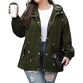 Bloggerlove XL-5XL Women Plus Size Rain Jacket Lightweight Raincoat with Hood Waterproof Outdoor Windbreaker