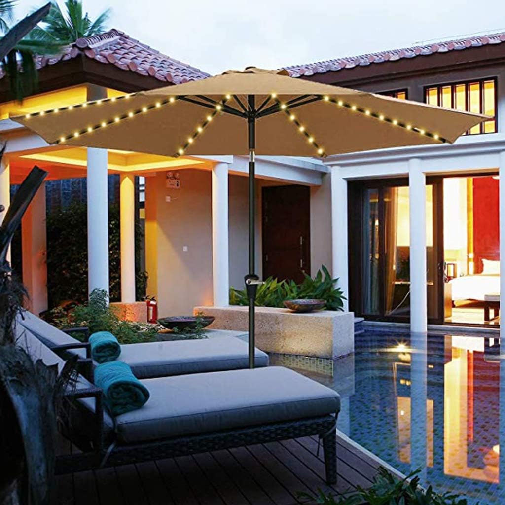 Umbrella Lights Patio, with Remote Control,8 Brightness Modes,Dimmable