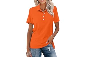 TICTICMISS Womens Polo Shirts Short Sleeve Button Lapel Collared Summer Tops Business Casual Basic Tees
