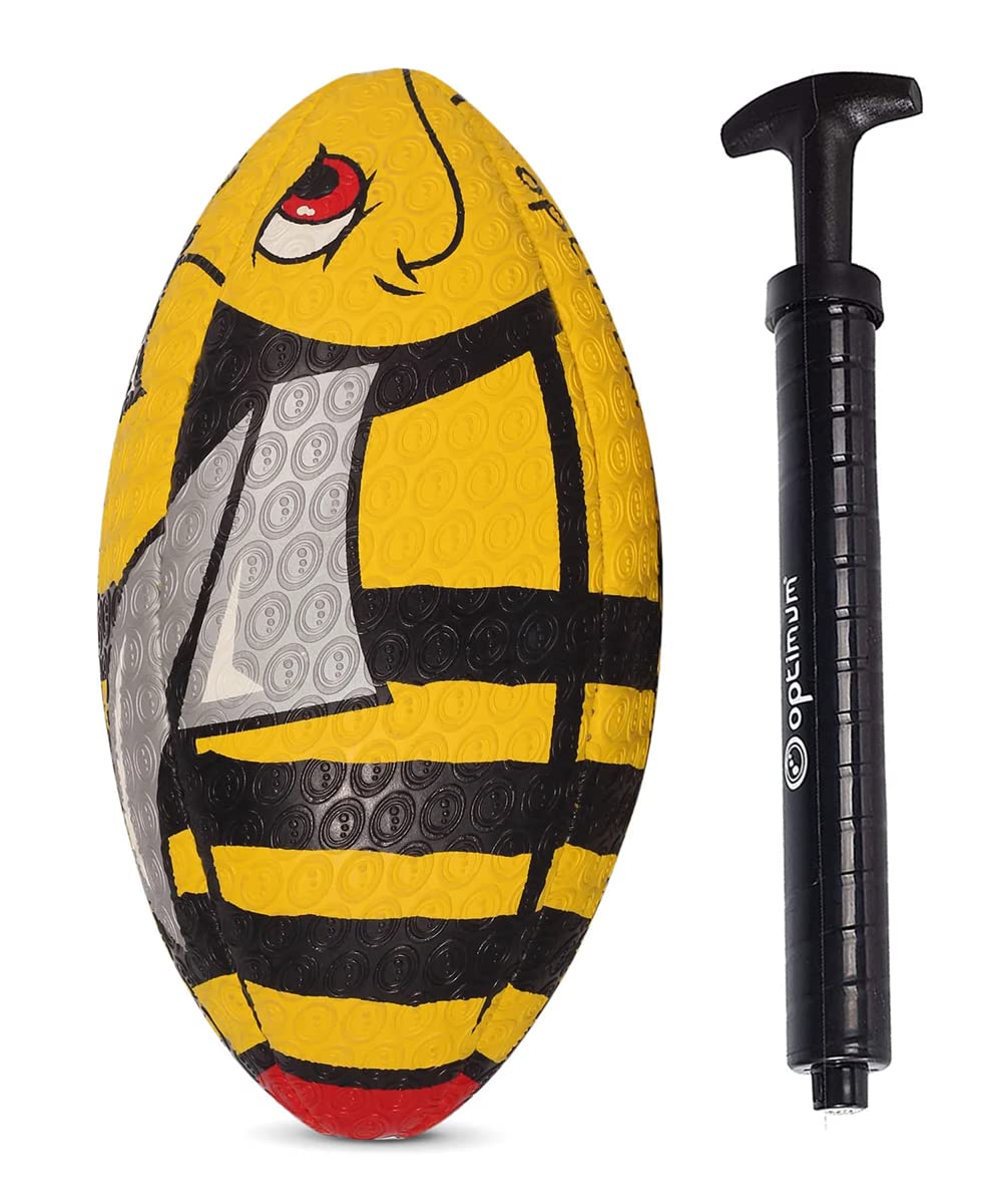 Optimum Rugby Ball - Balanced and Responsive for Accurate Handling and Kicking of Top-Performing Rugby Balls - Perfect for Training and Gameplay - 2-Ply 410g Ball (Stinger with Pump, 5)