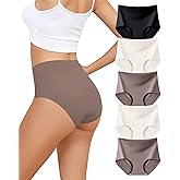 Oegho Seamless Underwear for Women High Waisted No Show Panties Full Coverage Briefs Invisible Soft 5 Pack S-XXL