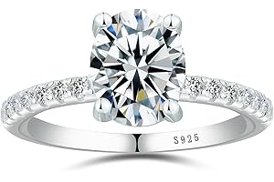 2ct Moissanite Oval Engagement Ring for Women - S925 Sterling Silver Stackable Promise Rings, D Color VVS1 Wedding Jewelry fo