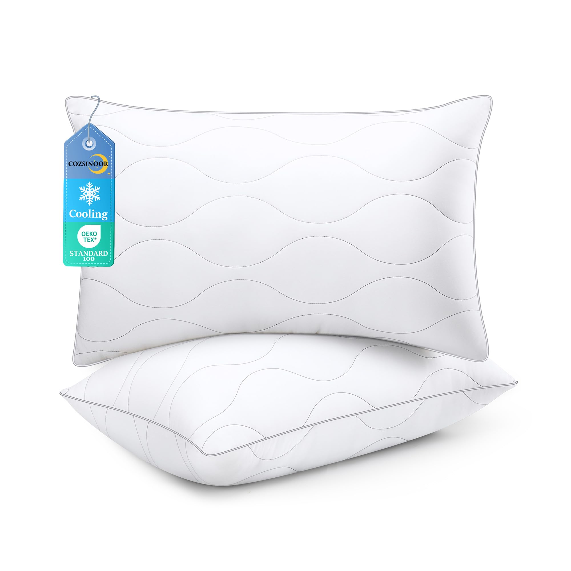 Photo 1 of COZSINOOR Queen Size Bed Pillows Set of 2 - Cooling Down Alternative Pillows, Hotel-Quality Fluffy Microfiber Fill for Side, Back & Stomach Sleepers, Breathable & Skin-Friendly