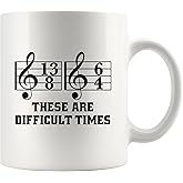 These Are Difficult Times Musicians Gifts Choir Director Member Pianist Music Teacher Student Piano Player Music Notes Arrangement Composer Novelty Drinkware Ceramic Mug 11 oz White