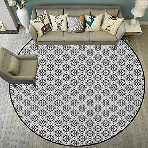 Vintageï¼ŒMat Abstract Floral Motifs in Rhombus Grid Paisley and Circles Pattern D60 Indoor/Outdoor Rubber Mat