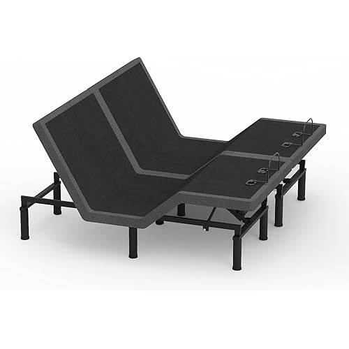 BDEUS Adjustable Bed Base Frame Zero Gravity, 5 Minute Assembly, Adjustable Head and Foot Incline, Wireless Remote Adjustable with 1-Touch Flat, Adjustable Leg Heights, Split King