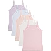 Donella Girls Camisole Undershirts - Toddler Girls Cotton Ribbed Cami 5 Pack