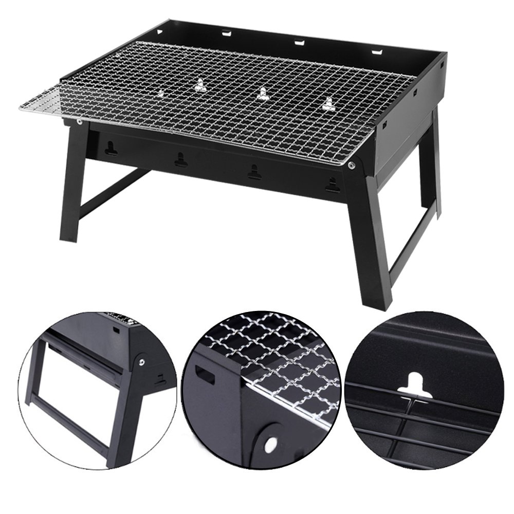 LUXJET BBQ Grill,Portable Charcoal Stainless Steel Barbecue Grill,Foldable Coal Garden Travel Camping Folding Grill