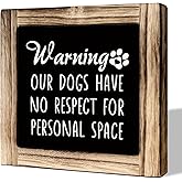 Rustic Wooden Tabletop Decor Sign - Funny Dog Warning Sign for Dog Mom & Dad - Farmhouse Table Shelf Decoration
