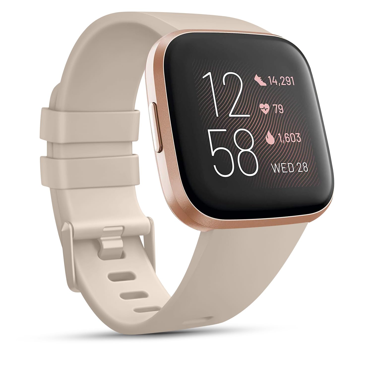 Wanme Strap for Fitbit Versa 2, Versa Lite, SE - Silicone Sport Classic Replacement Straps - Milk Tea