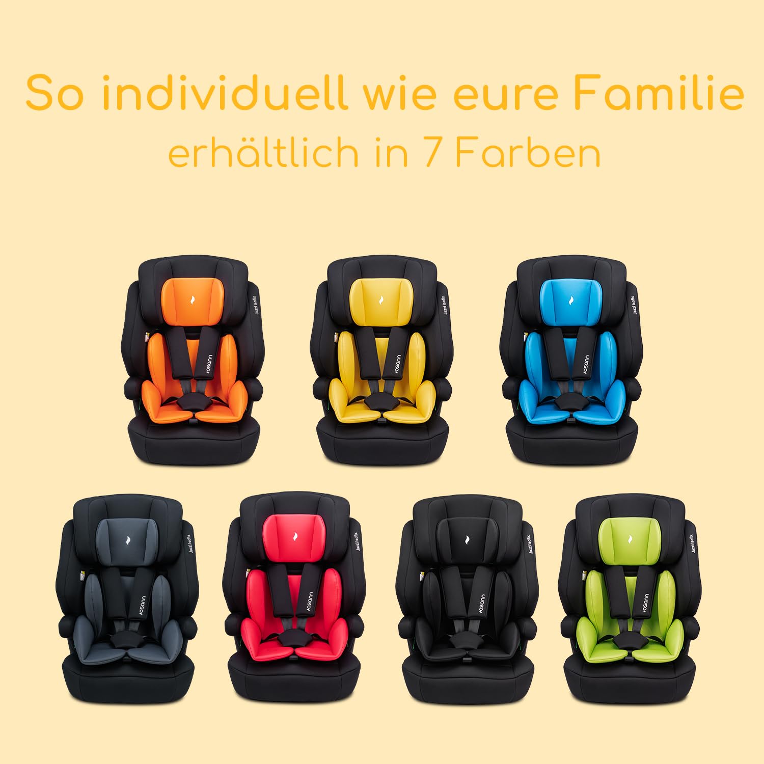 Osann Jazzi Isofix – Der sichere Kindersitz ab 1 Jahr (76–150 cm), mitwachsend mit Isofix & Top-Tether, Schutz & Geborgenheit auf jeder Fahrt - Nero 6