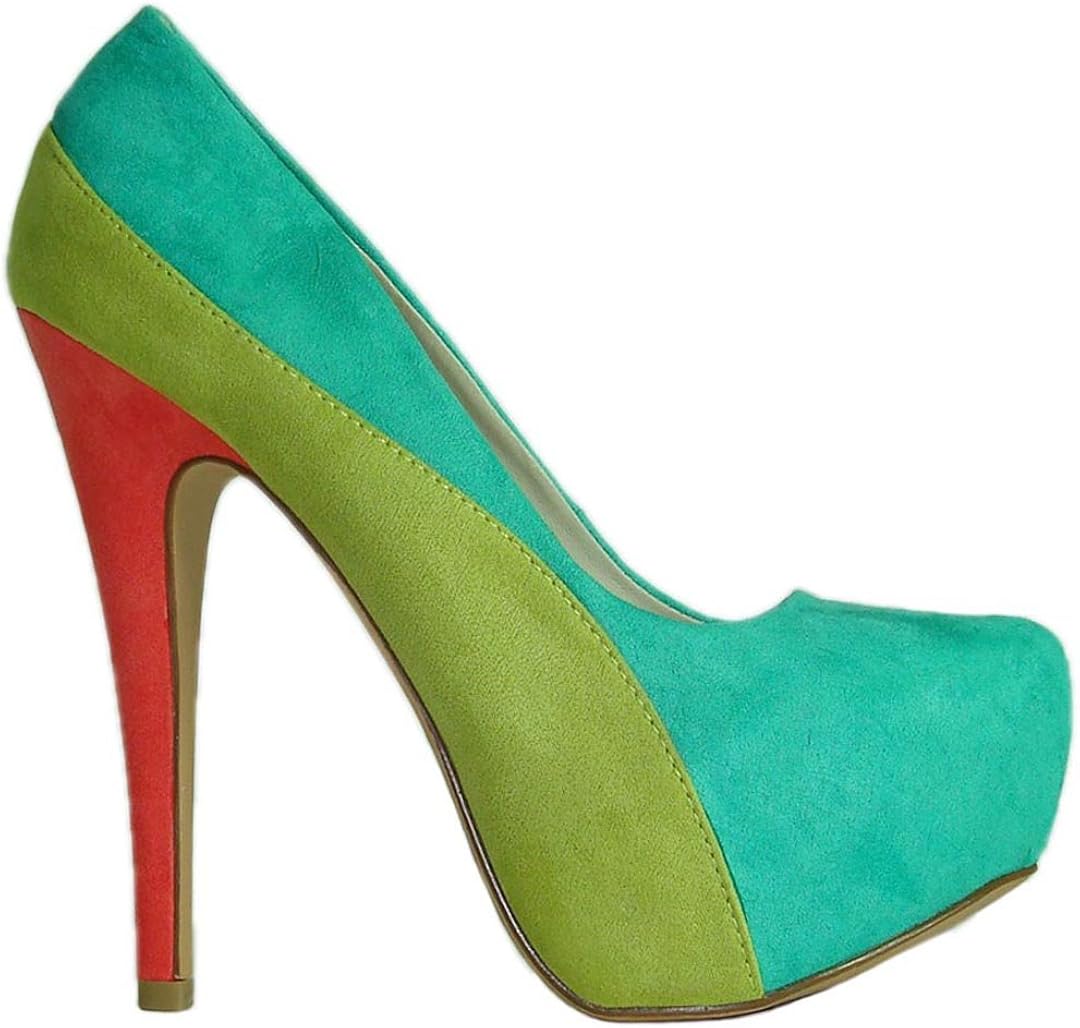 green suede stilettos