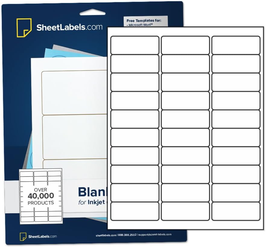 Mailing Address Labels from SheetLabels.com, 1" x 2-5/8", Laser or Inkjet Printable, 30-Up FBA Labels, Easy to Peel, 7500 Labels - 250 Sheets
