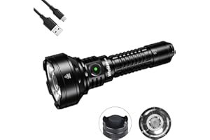 Wurkkos LED Tactical Flashlight Rechargeable - TD01C Tactical Flashlight High Lumens SFT40 LED Super Bright 1800LM with Buck Regulated Driver IP68 1000M Longest Range USB C