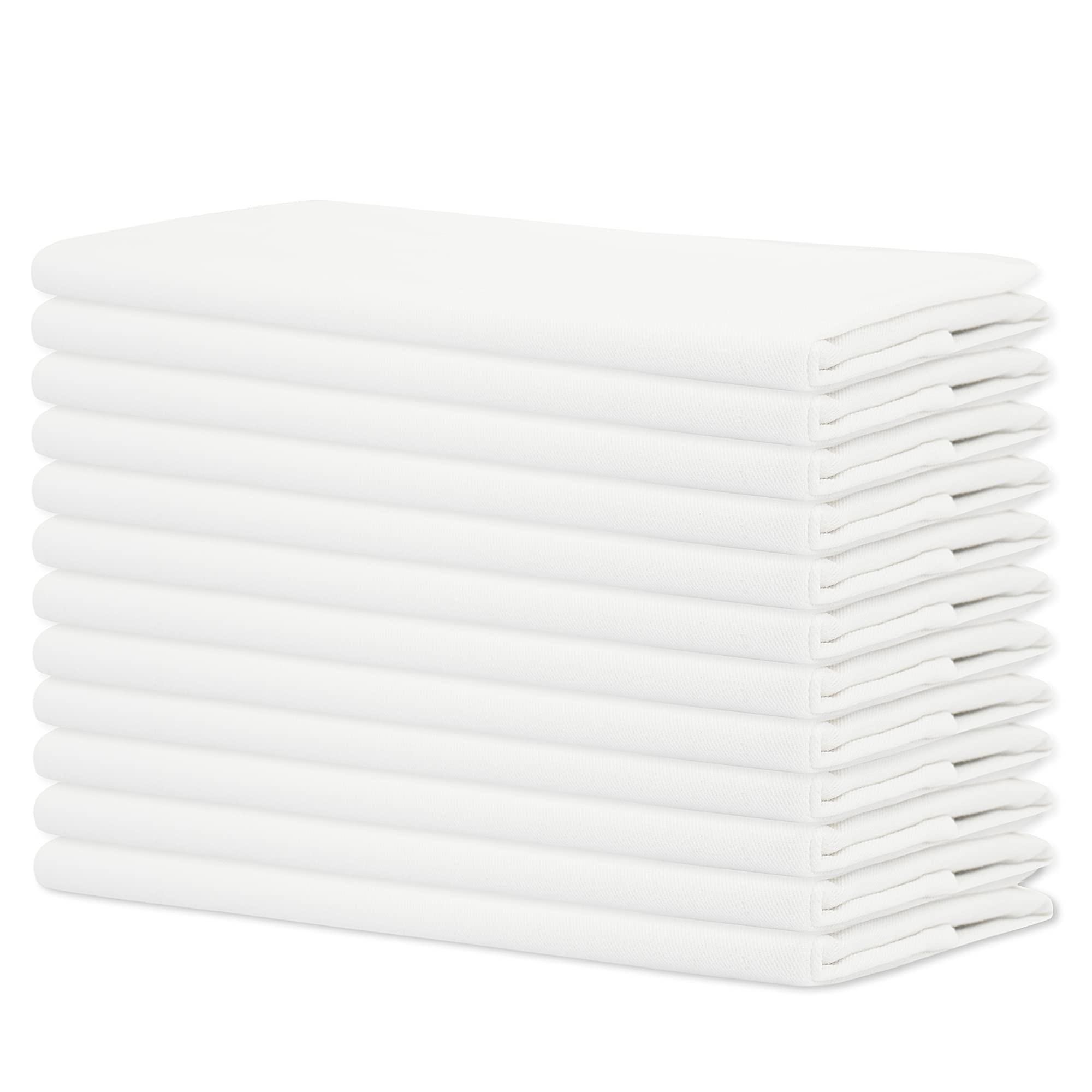 Sweet Needle - Pack of 12-100% Cotton Oversized Dinner Christmas Napkins 45 CM x 45 CM (18 IN x 18 IN), White - Heavy weight fabric for daily use with Mitered corners finish, White