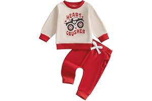 TheFound Toddler Boys Valentine's Day Outfit Black Long Sleeve Letter Print Pullover Drawstring Pant Newborn Baby Boy Clothes