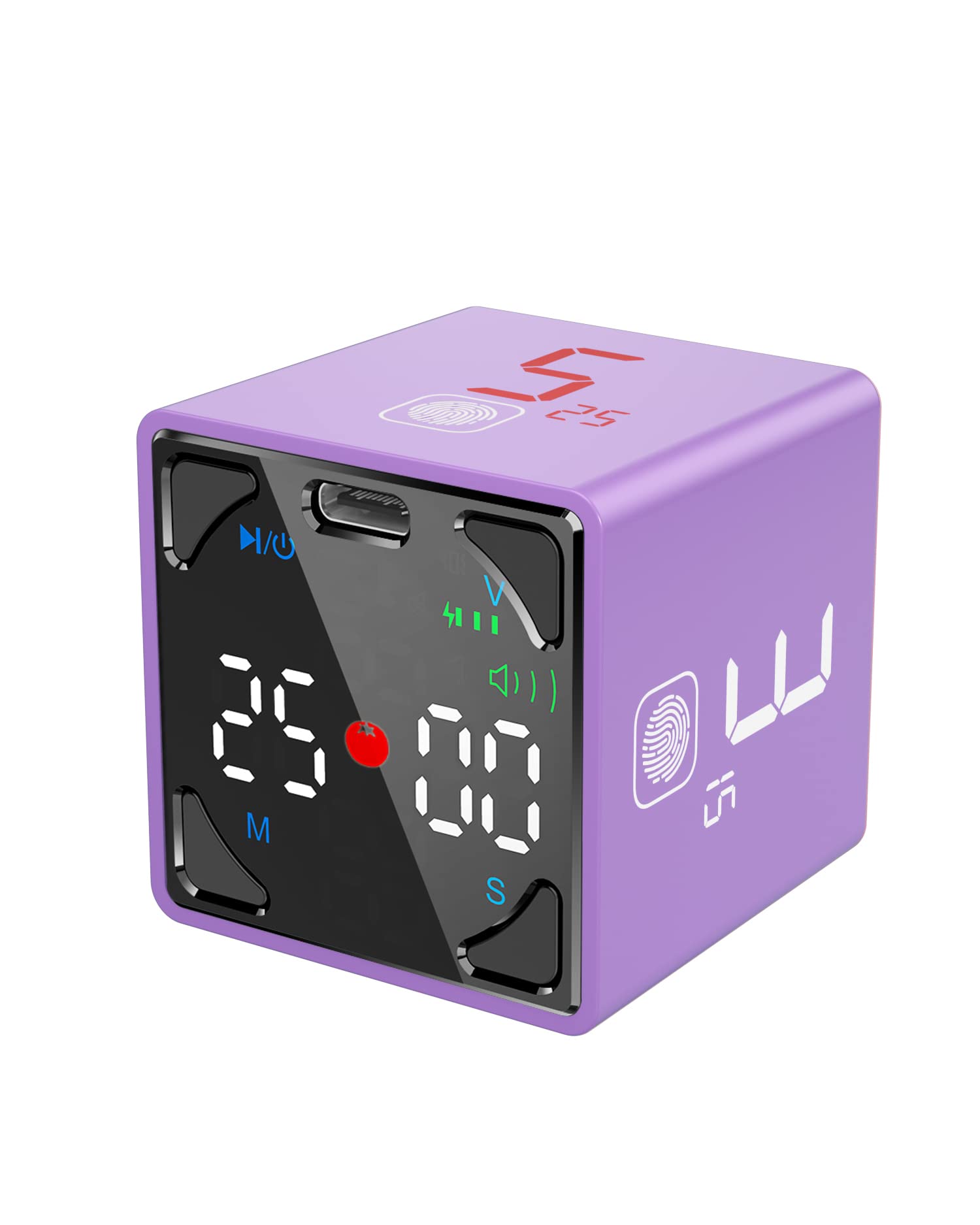 Photo 1 of Ticktime Cube Pomodoro Timer, Productivity Timer, Pause & Resume, Mute, Vibration & Adjustable Sound Alert, for Task, Work, ADHD, ADD, Meeting, 1/3/5/10/15/25/45/60min & Custom Countdown - Purple