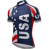 Weimostar Men's USA Cycling Jersey Short Sleeve Biking Shirts Breathable with Pockets