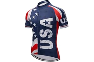Weimostar Men's USA Cycling Jersey Short Sleeve Biking Shirts Breathable with Pockets