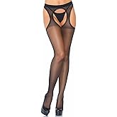 Leg Avenue Womens High Waist Sheer Suspender Pantyhose Stockings