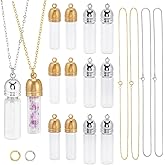 SUNNYCLUE 1 Box DIY 6 Sets Vial Necklace Kit Bottle Necklace Pendant Gold Silver Clear Wishing Memory Glass Bottles Hanging Empty Tube Charms for Jewelry Making Kits Birthday Wedding Supplies Gift