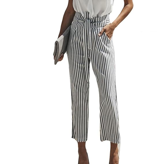 high waisted striped pants wide leg