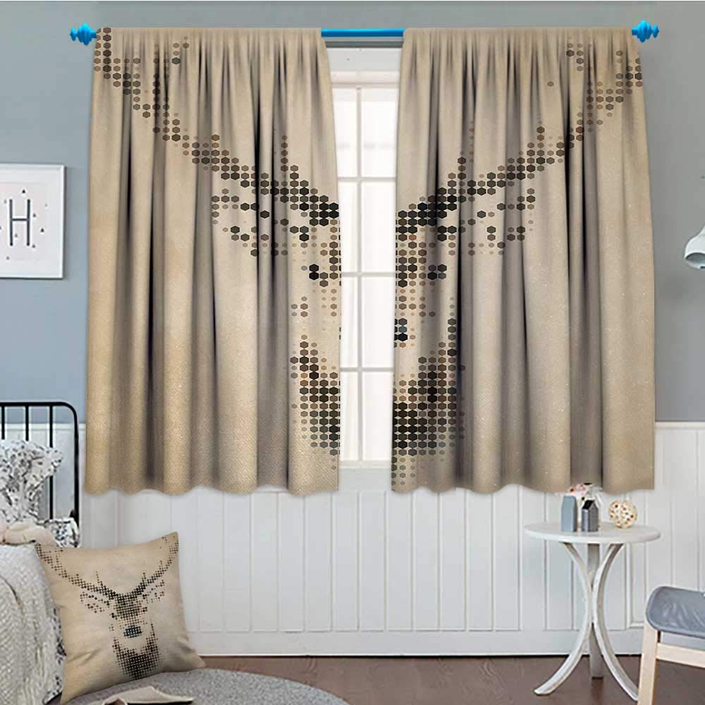 alilihome Deer Window Curtain Drape Retro Style Deer