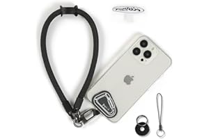project-cb Hand Wrist Phone Strap,Phone Lanyard Patch ×2,Cell Phone Case Holder,Wristlet Strap for Key,AirPods,Camera (Black, 15.7inch)