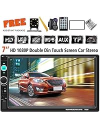 Doble Din Estéreo para automóvil 7 pulgadas Pantalla táctil Unidad principal Reproductor MP5 Receptor TF Radio FM Audio para automóvil Bluetooth Soporte Copia de seguridad Vista posterior Cámara Volante Control remoto Enlace de espejo