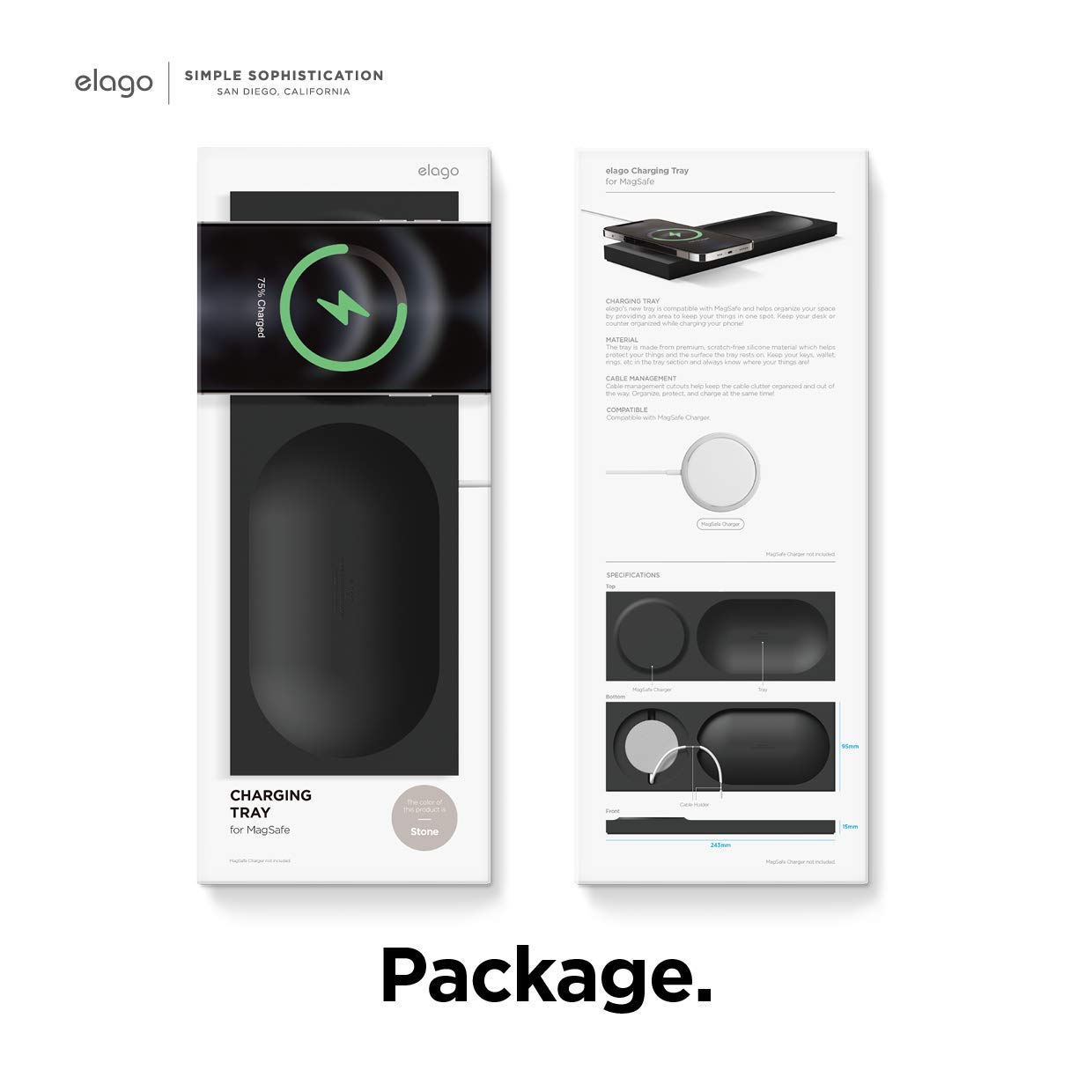 elago Charging Tray Compatible with MagSafe Charger, Compatible with iPhone 16/15/14/13/12, AirPods Wireless Case and Other Wireless Charging Phones [Stone] [Charging Cable Not Included]