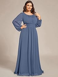 Ever-Pretty Women's Round Neck Long Sleeves Pleated