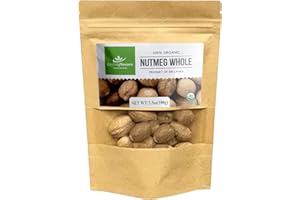 CEYLONFLAVORS FRESH AND PURE Organic Whole Nutmeg (3.5 oz), Premium Grade, Harvested & Packed from a USDA Certified Organic Farm in Sri Lanka (stand up resealable pouch)