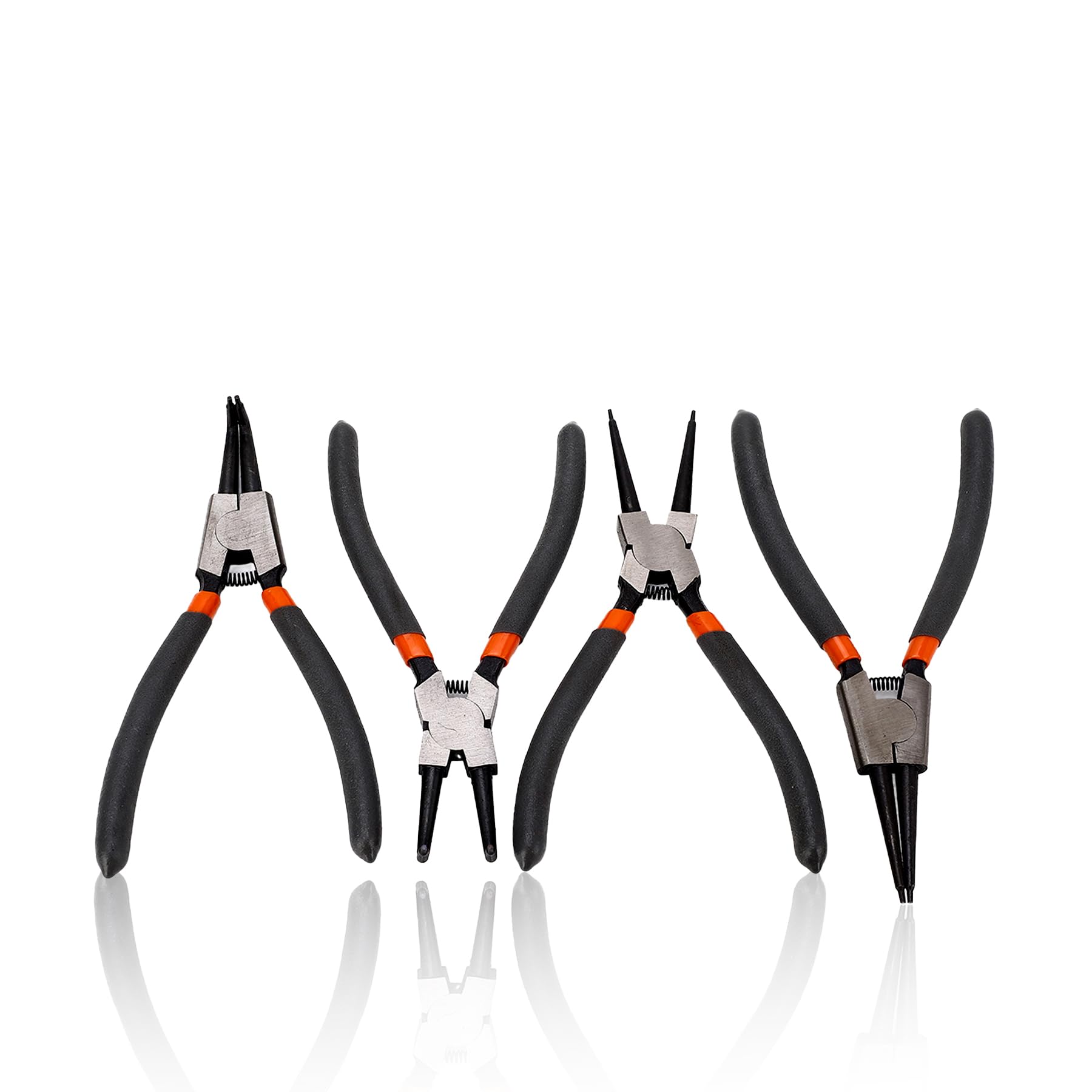 flexman 4Pcs Carbon Steel Snap Ring Pliers, Internal External Heavy Duty Pliers Circlip, Straight Bent Lock Pliers Set for Removal Installation Repair of Snap Ring