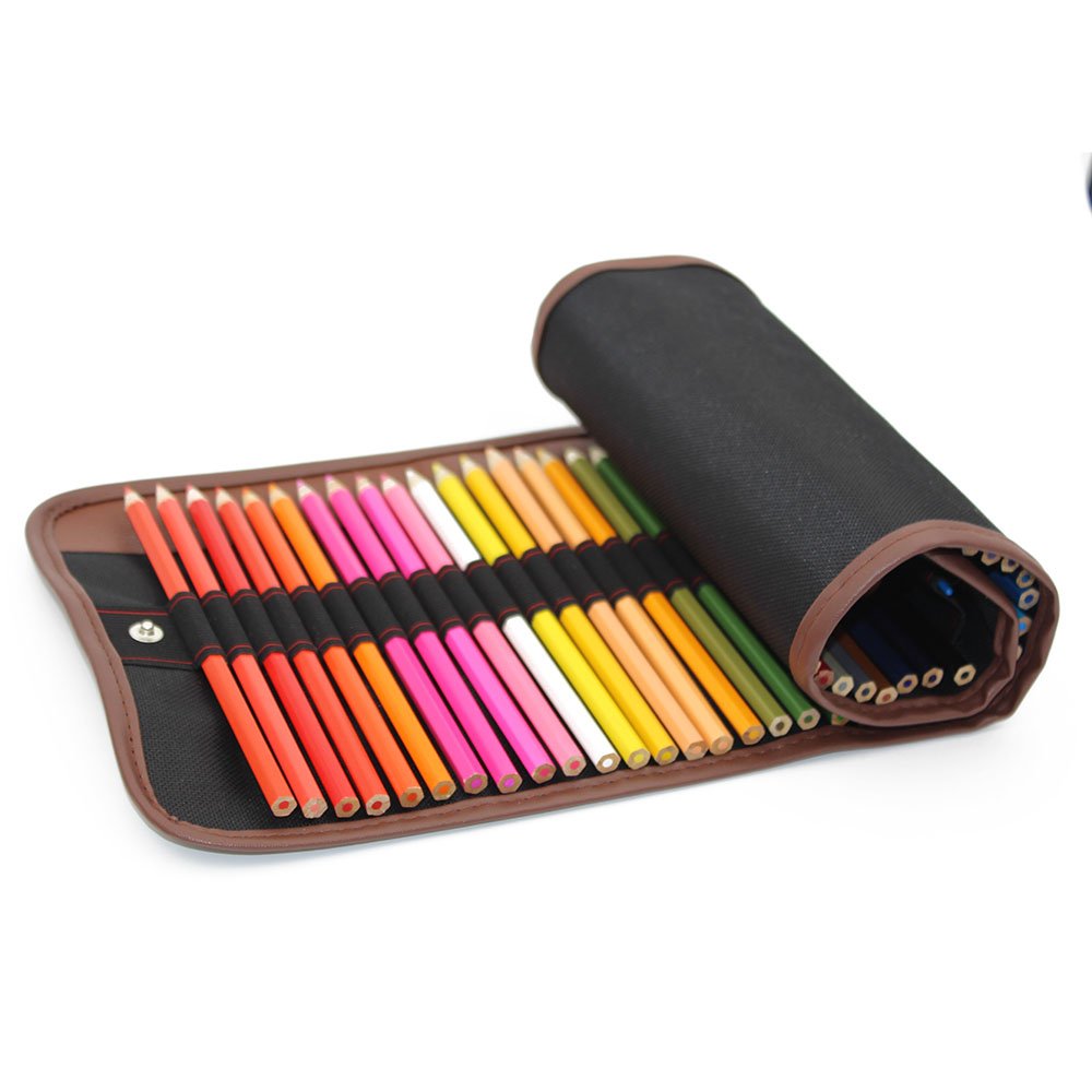 Lápices de color & Art CASE SET | 48 Vivid artista grado lapices de acuarela con bolsa de lona, Blending Brush, sacapuntas de lápiz, extensor, | ideal para adultos, libros para colorear y como mantener & Carry Case