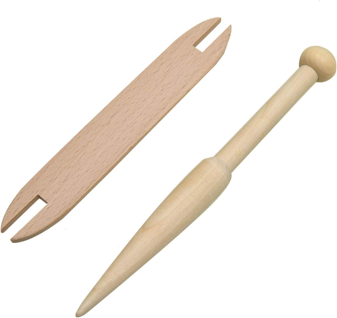 Monrocco 2pcs Natural Wooden Shuttles Weaving Sticks Weaving Accessory Bundle Handcrafts Tool for Knitted Crafts
