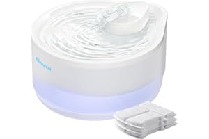 Cat Water Fountain, 2.5L Quiet and Easy to Clean, Drop Design with LED Light, Ellenpent Water Fountain for Indoor Cats & Dogs, Small Pets, with 3 Pack Filters, White
