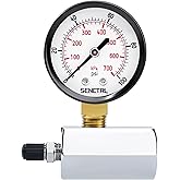 SENCTRL 0-100 Psi Gas Pressure Test Gauge, 2" Dial Size, 3/4" FNPT Connection, Brass Valve, Chrome Plated Steel Body Assembly