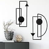 Riyiper 2 Pcs Metal Wall Art Metal Wall Decor Minimalist Wall Art Abstract Wall Decor Vertical Geometric Wall Decor for Home