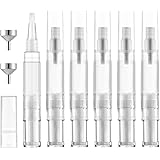 Lisapack 5ml Empty Nail Oil Pen with Brush (6 Pack) Twist Pen for Cuticle Oil Applicator, Teeth Whitening Container for Cosme