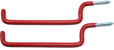 fiXte Red 200mm Carbon Steel Ladder Bike Tool Storage Hooks Garage Wall Mount