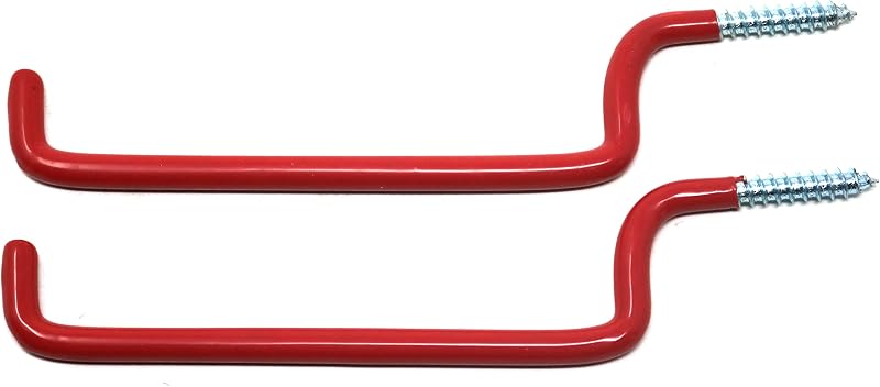 fiXte Red 200mm Carbon Steel Ladder Bike Tool Storage Hooks Garage Wall Mount